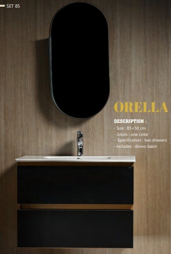 وحدات دوفو درجين +حوض 85 سم 50*85 قطعى Orella-606 اسود*بيج فاتح _ 1 